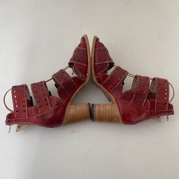 Freebird Blake Shoes Sandals w Heel Buckles Red - Picture 4 of 10